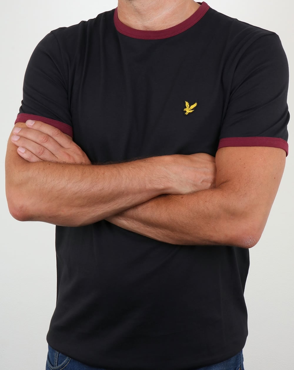 Lyle And Scott – Ringer-T-Shirt in Schwarz