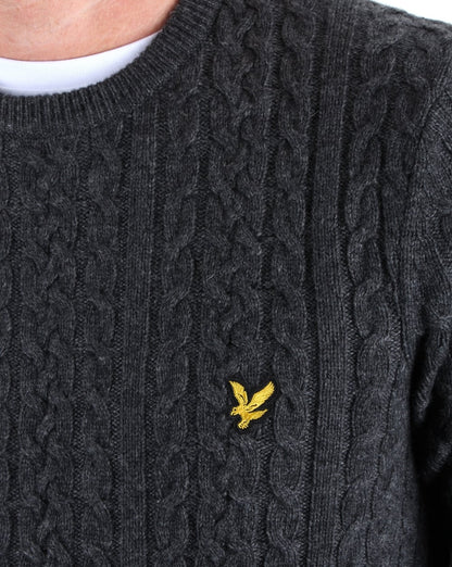 Lyle And Scott – Pullover mit Zopfmuster in Anthrazitmeliert