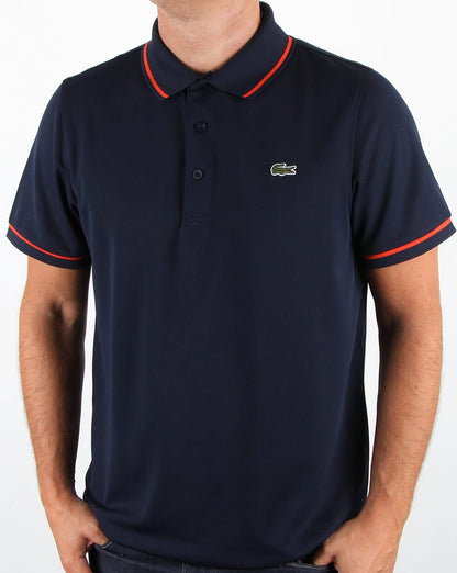 Lacoste Poloshirt mit Streifen Marineblau/Mexiko-Rot