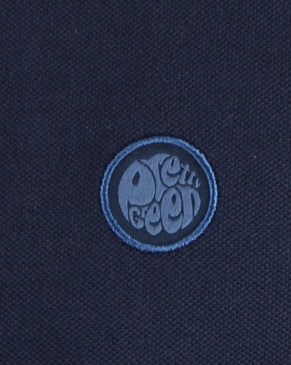 Pretty Green – Barton – Langärmliges Poloshirt mit Streifen in Marineblau