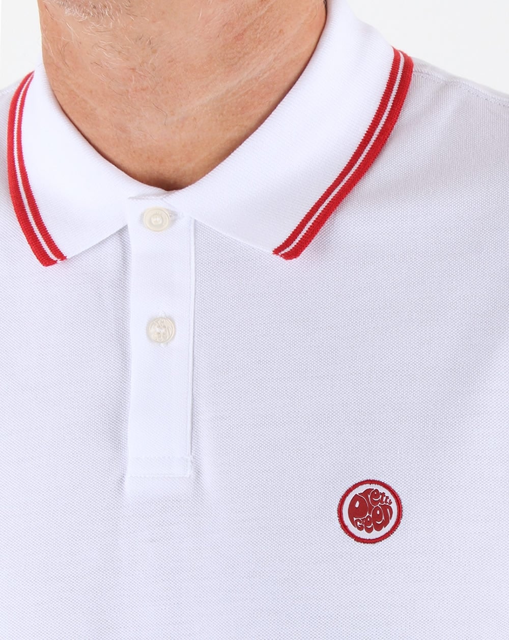 Pretty Green – Barton – Langärmliges Poloshirt mit Streifen in Weiß