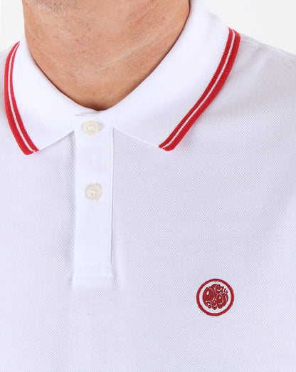 Pretty Green – Barton – Langärmliges Poloshirt mit Streifen in Weiß