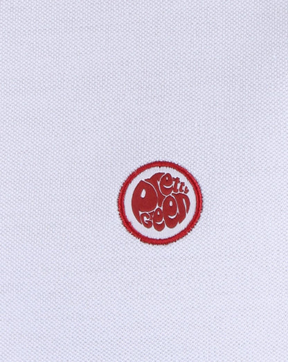 Pretty Green – Barton – Langärmliges Poloshirt mit Streifen in Weiß