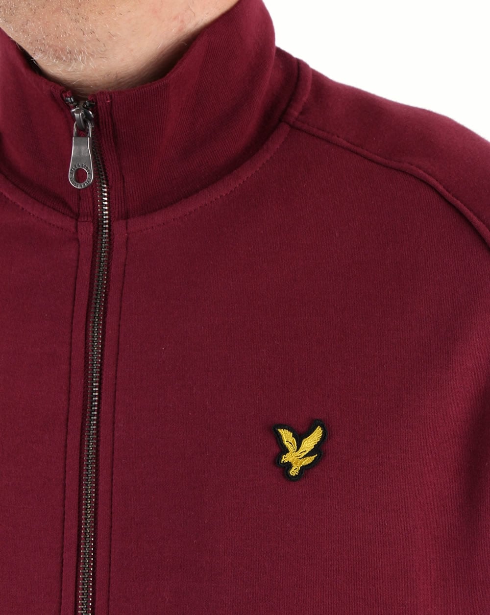 Lyle And Scott – Sweatshirt mit durchgehendem Reißverschluss und Trichterkragen in Weinrot