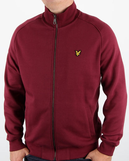 Lyle And Scott – Sweatshirt mit durchgehendem Reißverschluss und Trichterkragen in Weinrot