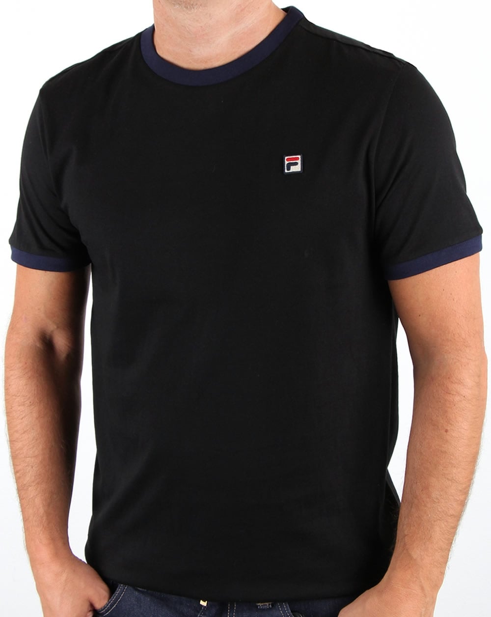 Fila Vintage Ringer T-Shirt Schwarz