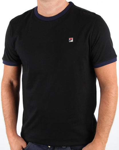 Fila Vintage Ringer T-Shirt Schwarz