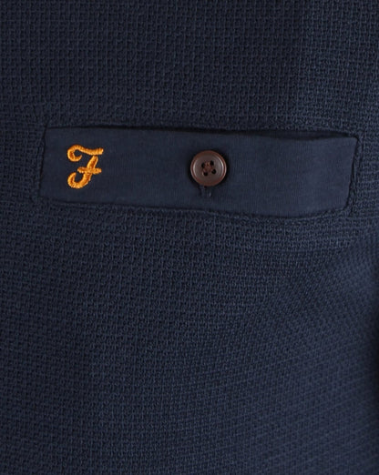 Farah Lester Langarm-Poloshirt, Marineblau