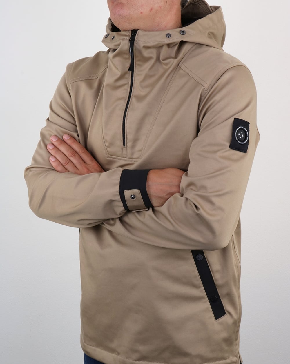 Marshall Artist – British Microtwill-Jacke mit 1/4-Reißverschluss in Stein