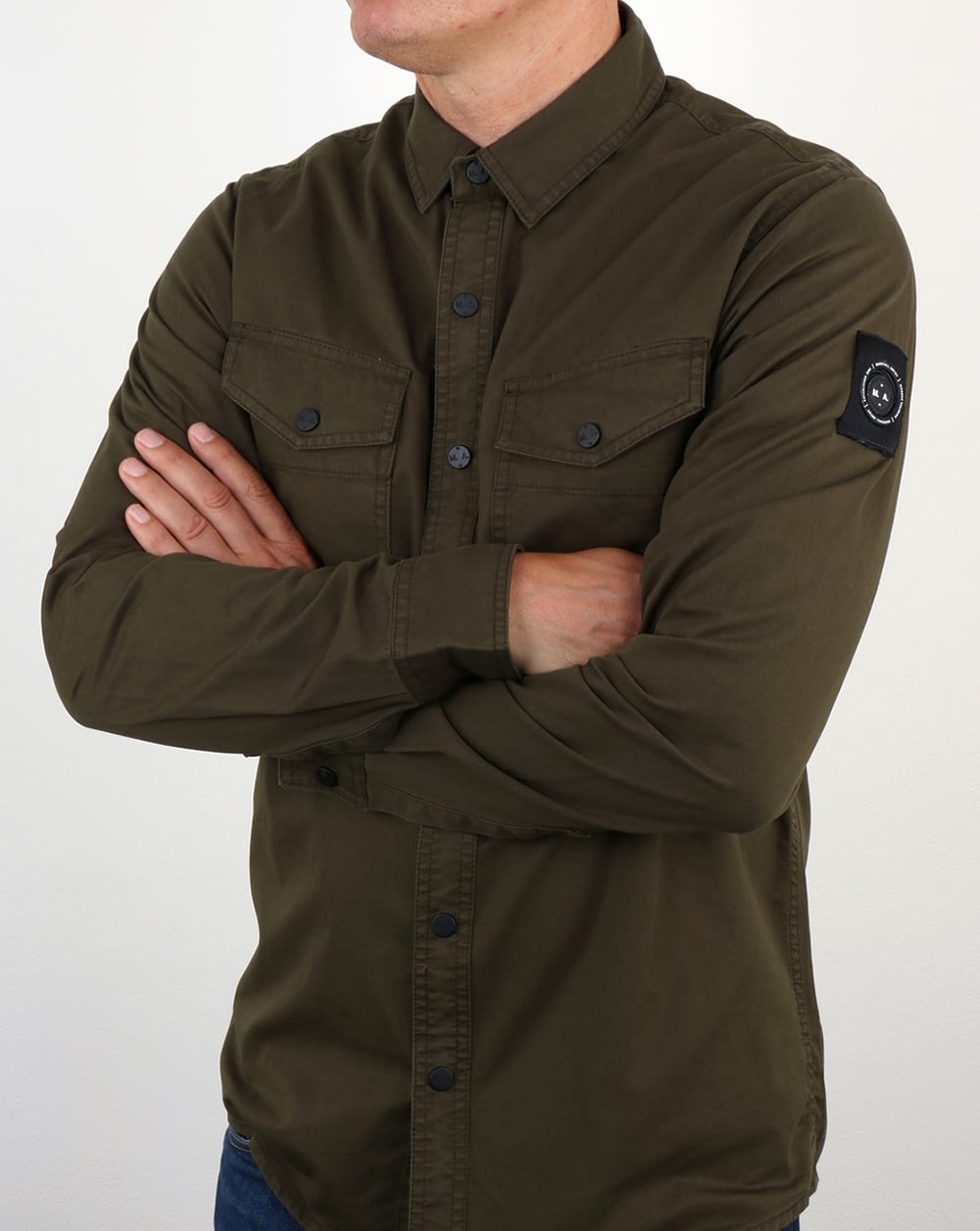 Marshall Artist Militär-Überhemd mit zwei Taschen, Militärgrün