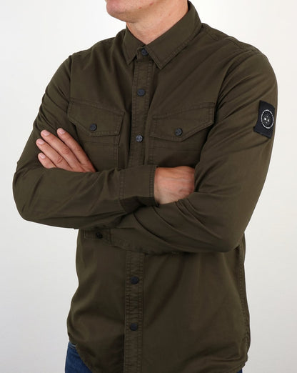 Marshall Artist Militär-Überhemd mit zwei Taschen, Militärgrün