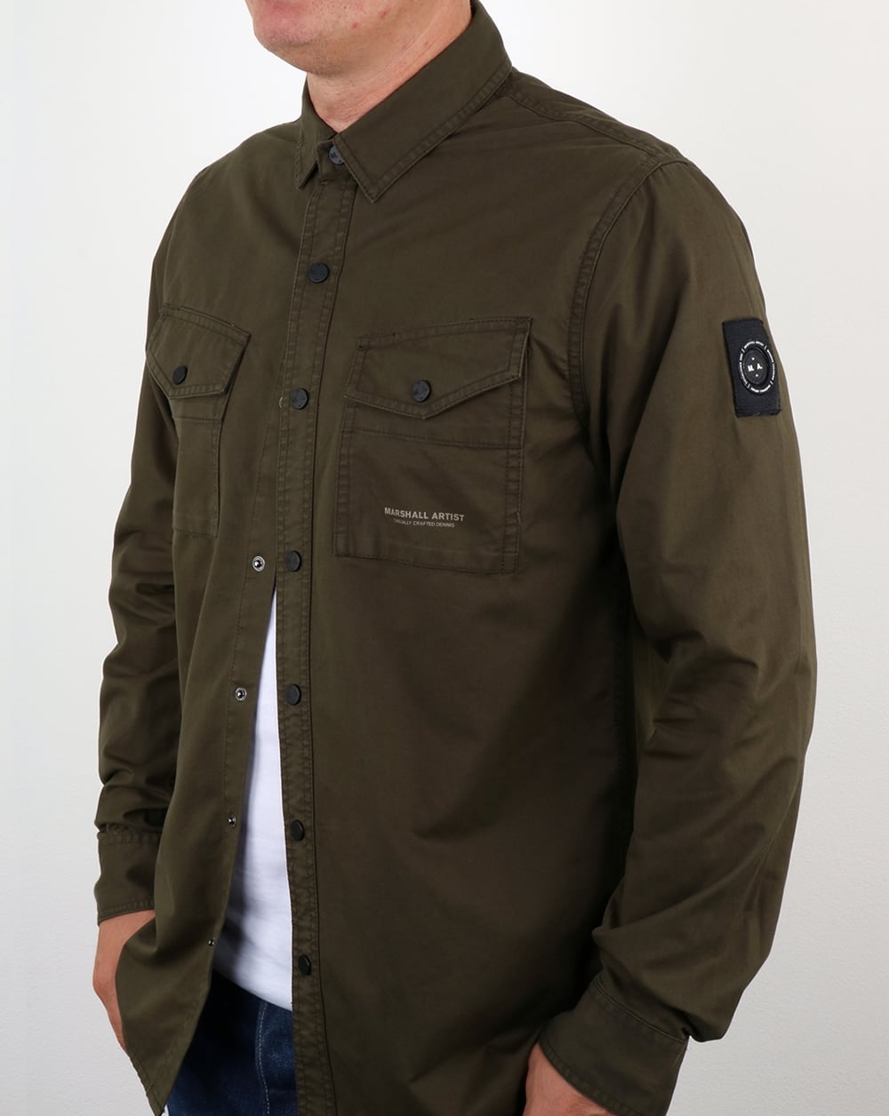 Marshall Artist Militär-Überhemd mit zwei Taschen, Militärgrün