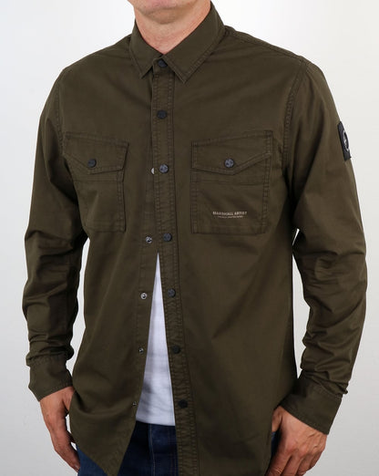 Marshall Artist Militär-Überhemd mit zwei Taschen, Militärgrün