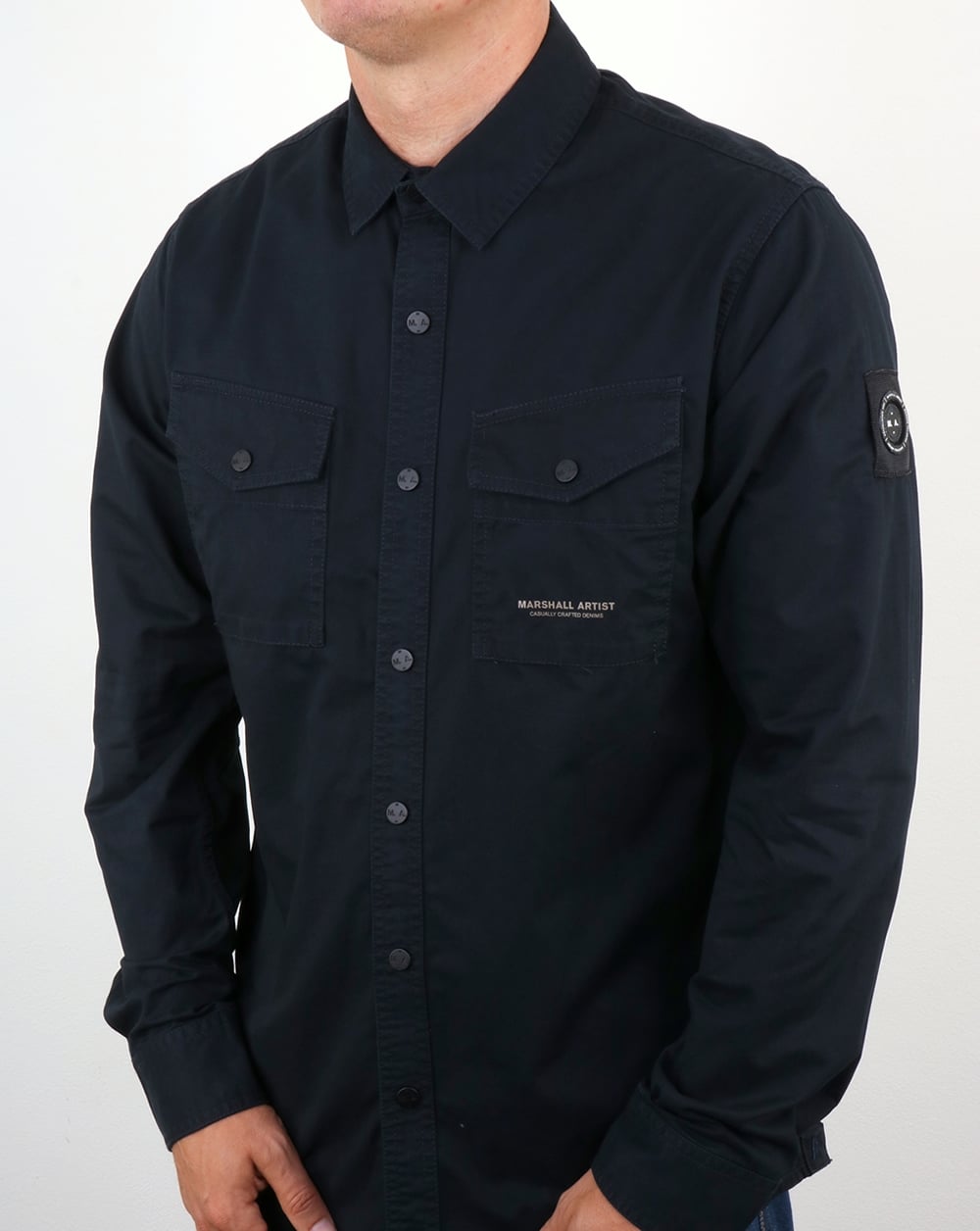 Marshall Artist Militär-Überhemd mit zwei Taschen, Marineblau