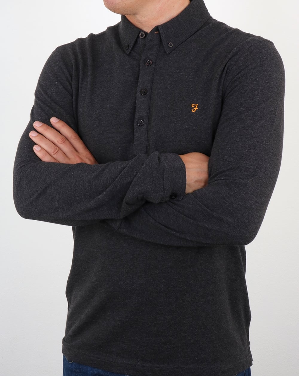Farah – Merriweather – Poloshirt in dunklem Asphaltmeliert
