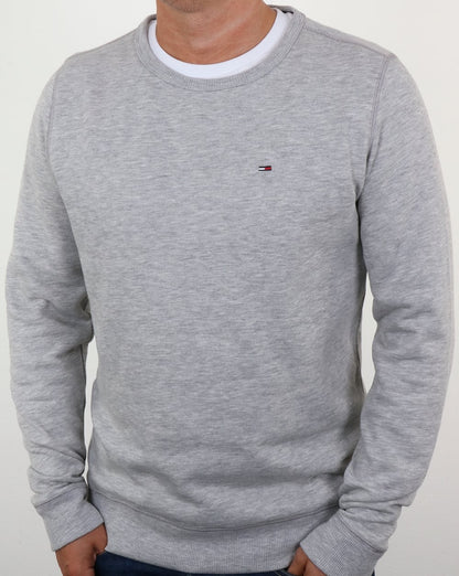 Tommy Hilfiger – Sweatshirt aus Baumwollfleece in Grau meliert