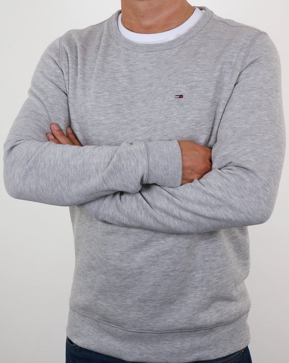 Tommy Hilfiger – Sweatshirt aus Baumwollfleece in Grau meliert