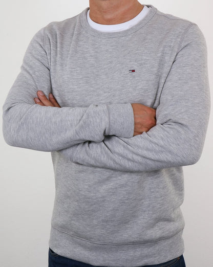 Tommy Hilfiger – Sweatshirt aus Baumwollfleece in Grau meliert
