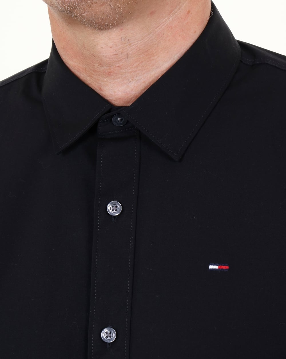 Tommy Jeans Baumwoll-Stretchhemd Schwarz
