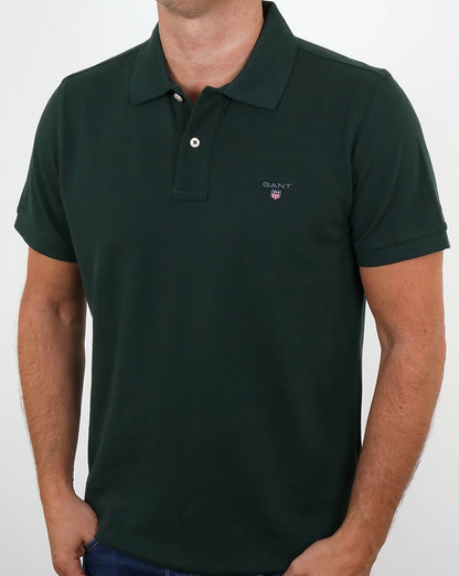 Gant Pique Rugger Polo Tartan Grün