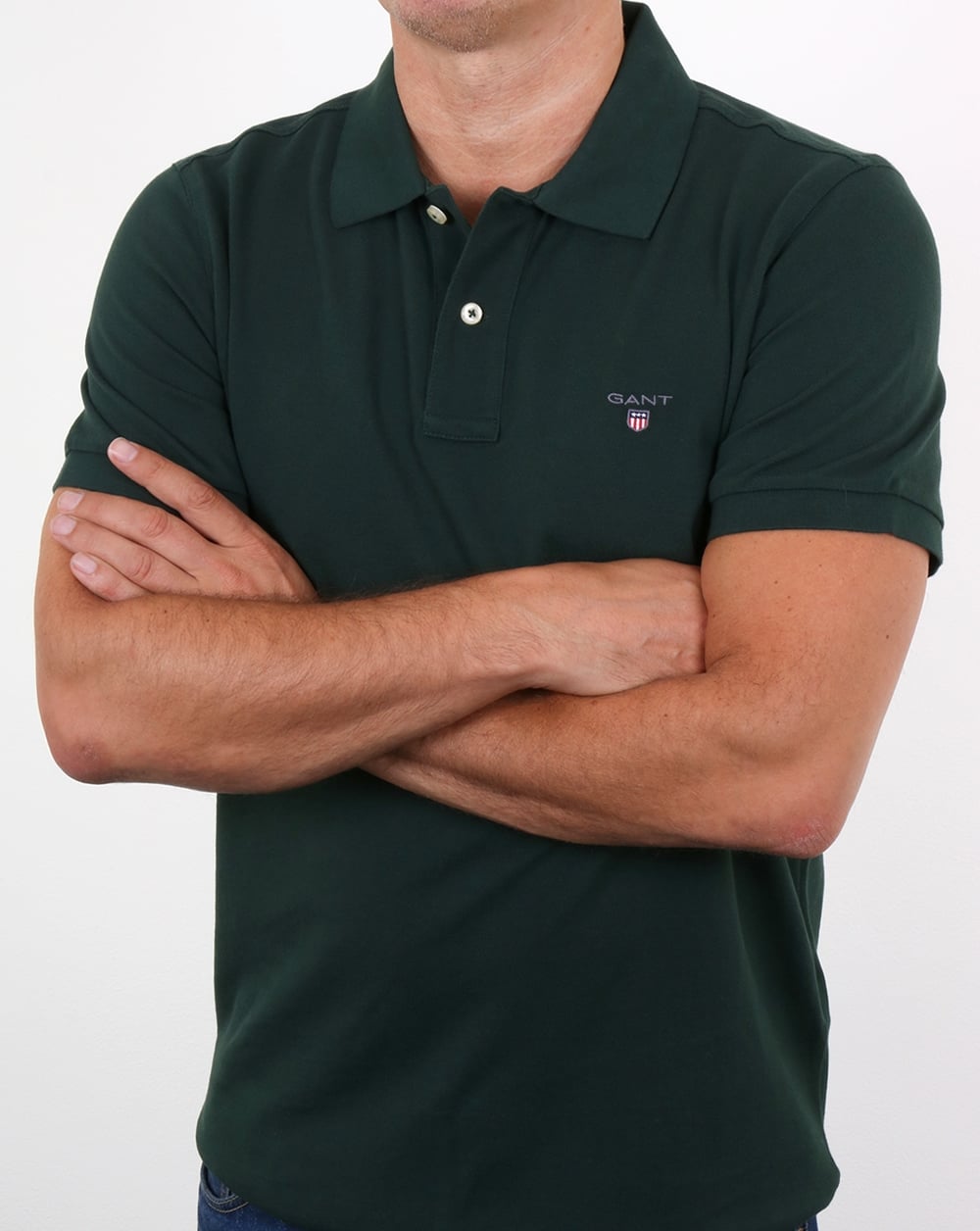 Gant Pique Rugger Polo Tartan Grün