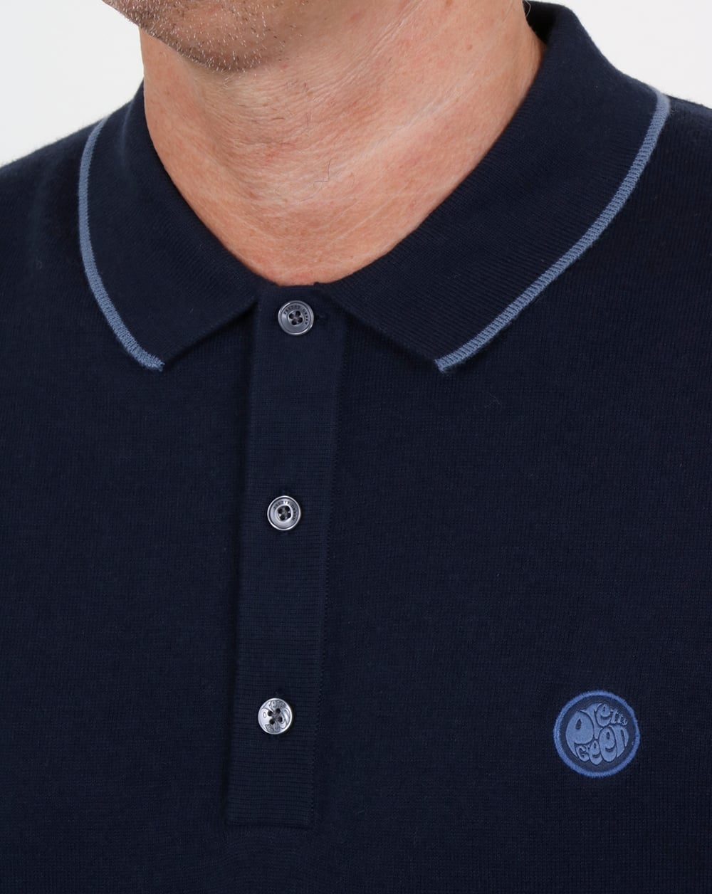 Pretty Green Tilson Strick-Poloshirt, Marineblau