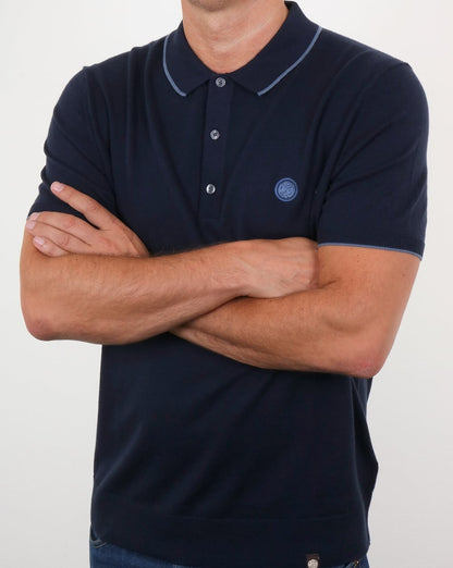 Pretty Green Tilson Strick-Poloshirt, Marineblau