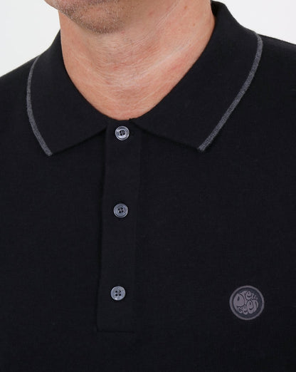 Pretty Green Tilson Langärmliges Strickpolo Schwarz