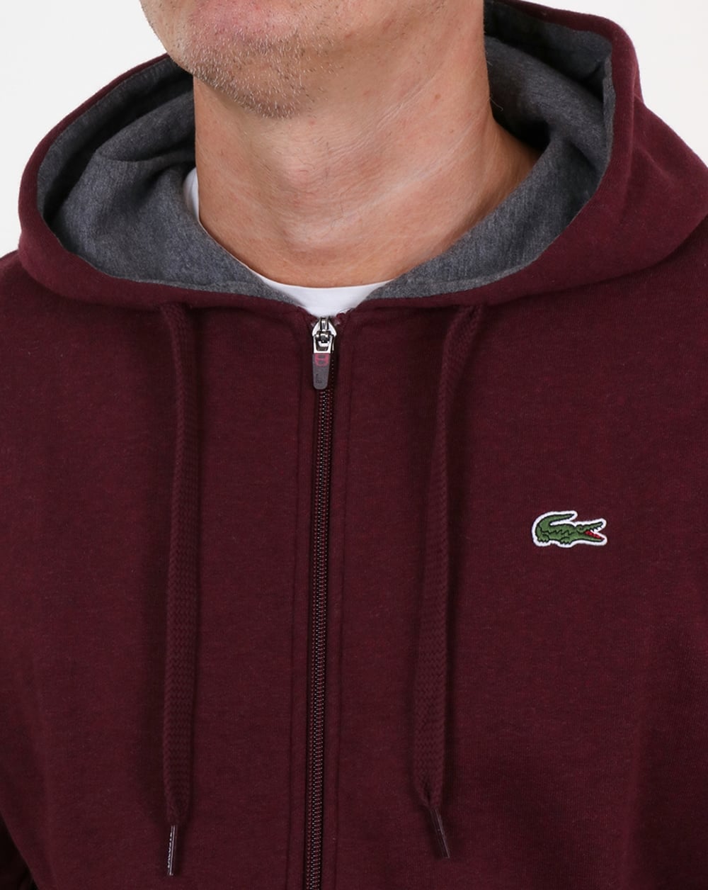 Lacoste – Sweatshirt mit durchgehendem Reißverschluss und Kapuze in Weinreben-Chinesisch