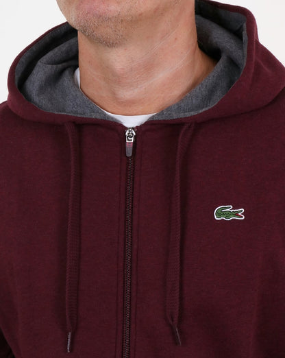 Lacoste – Sweatshirt mit durchgehendem Reißverschluss und Kapuze in Weinreben-Chinesisch