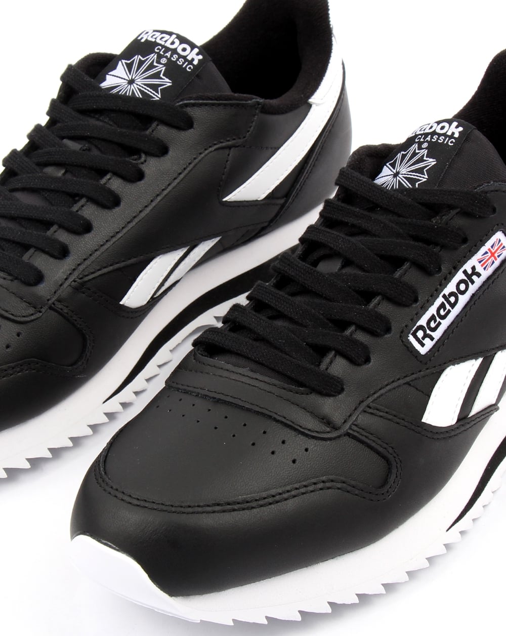 Reebok CL Ripple Leder-Sneaker Schwarz/Weiß