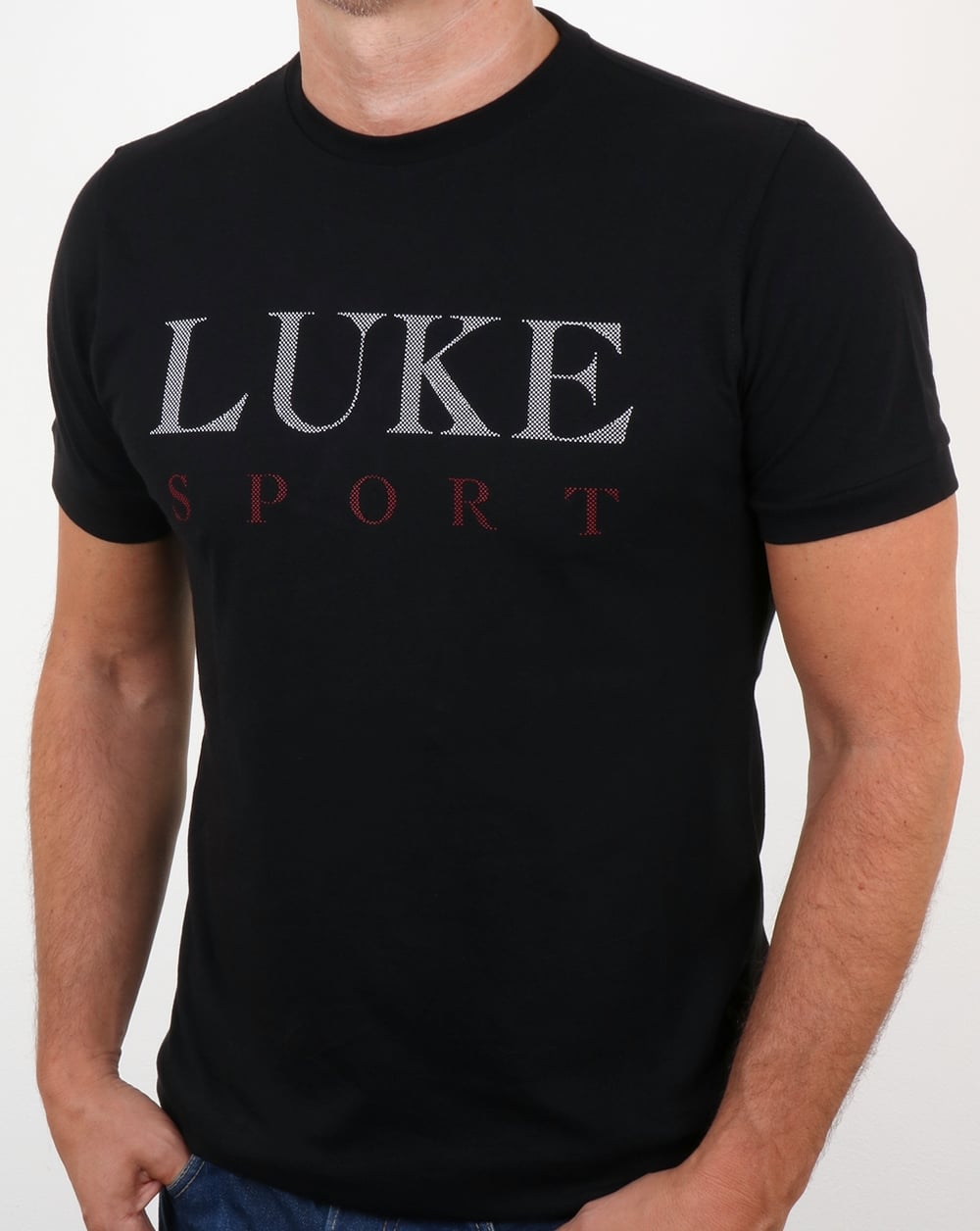 Luke Max T-Shirt mit erhabenem Aufdruck, Schwarz