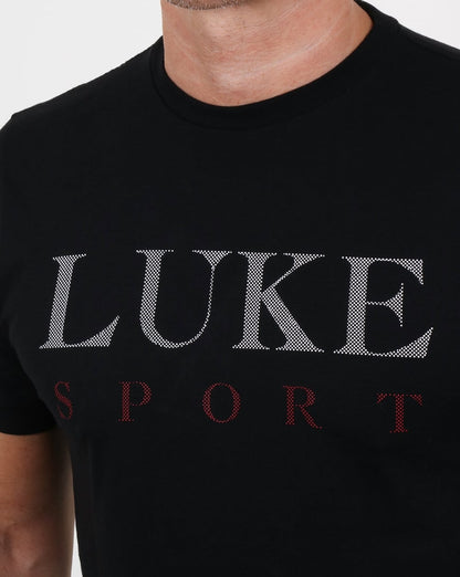 Luke Max T-Shirt mit erhabenem Aufdruck, Schwarz
