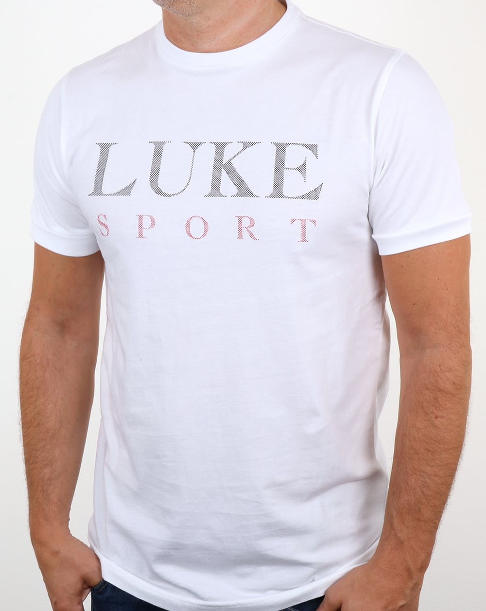 Luke Max T-Shirt mit erhabenem Aufdruck, Weiß
