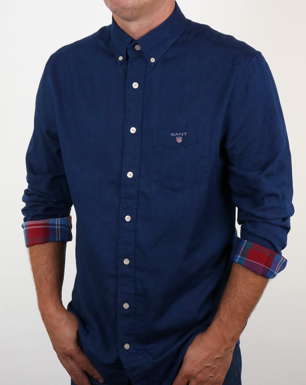 Gant Winter Double Face Check Shirt Dunkel Indigo