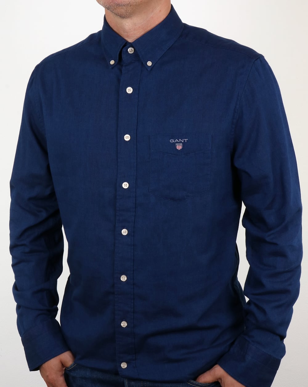 Gant Winter Double Face Check Shirt Dunkel Indigo