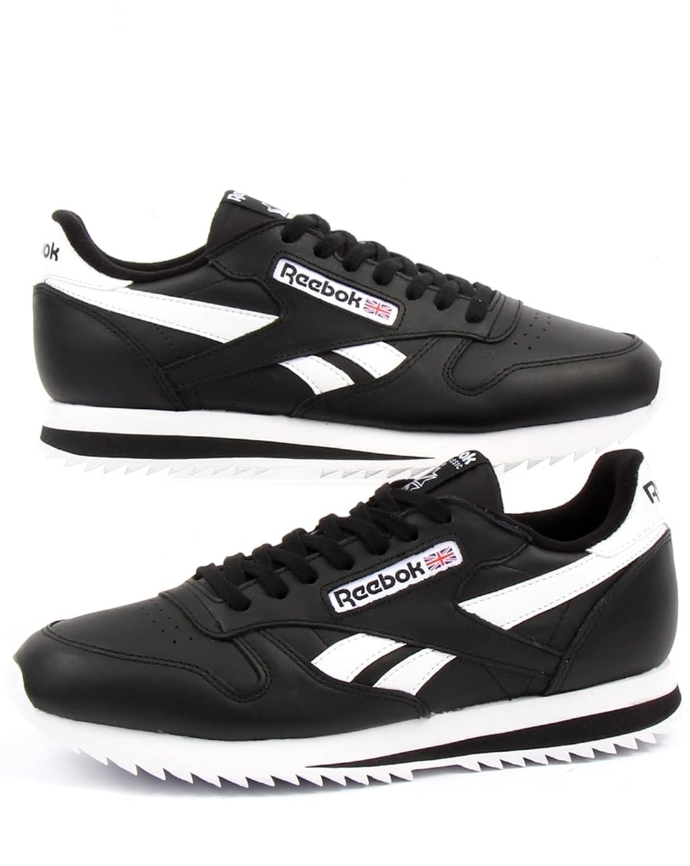 Reebok CL Ripple Leder-Sneaker Schwarz/Weiß