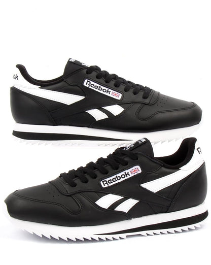 Reebok CL Ripple Leder-Sneaker Schwarz/Weiß