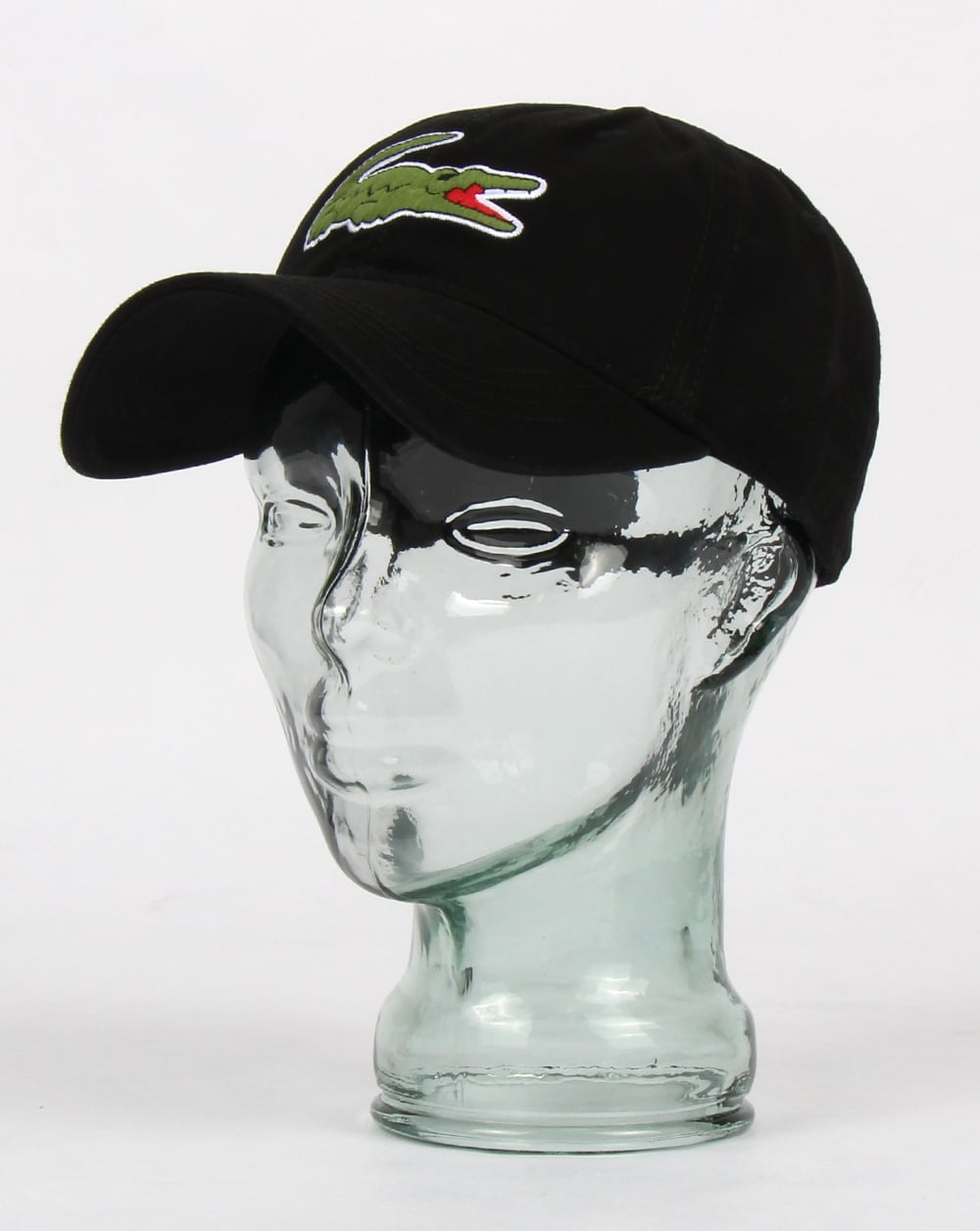 Lacoste – Oversize-Kappe in Kroko-Optik in Schwarz