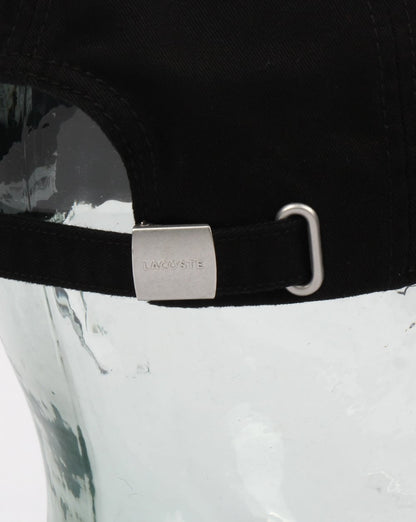 Lacoste – Oversize-Kappe in Kroko-Optik in Schwarz