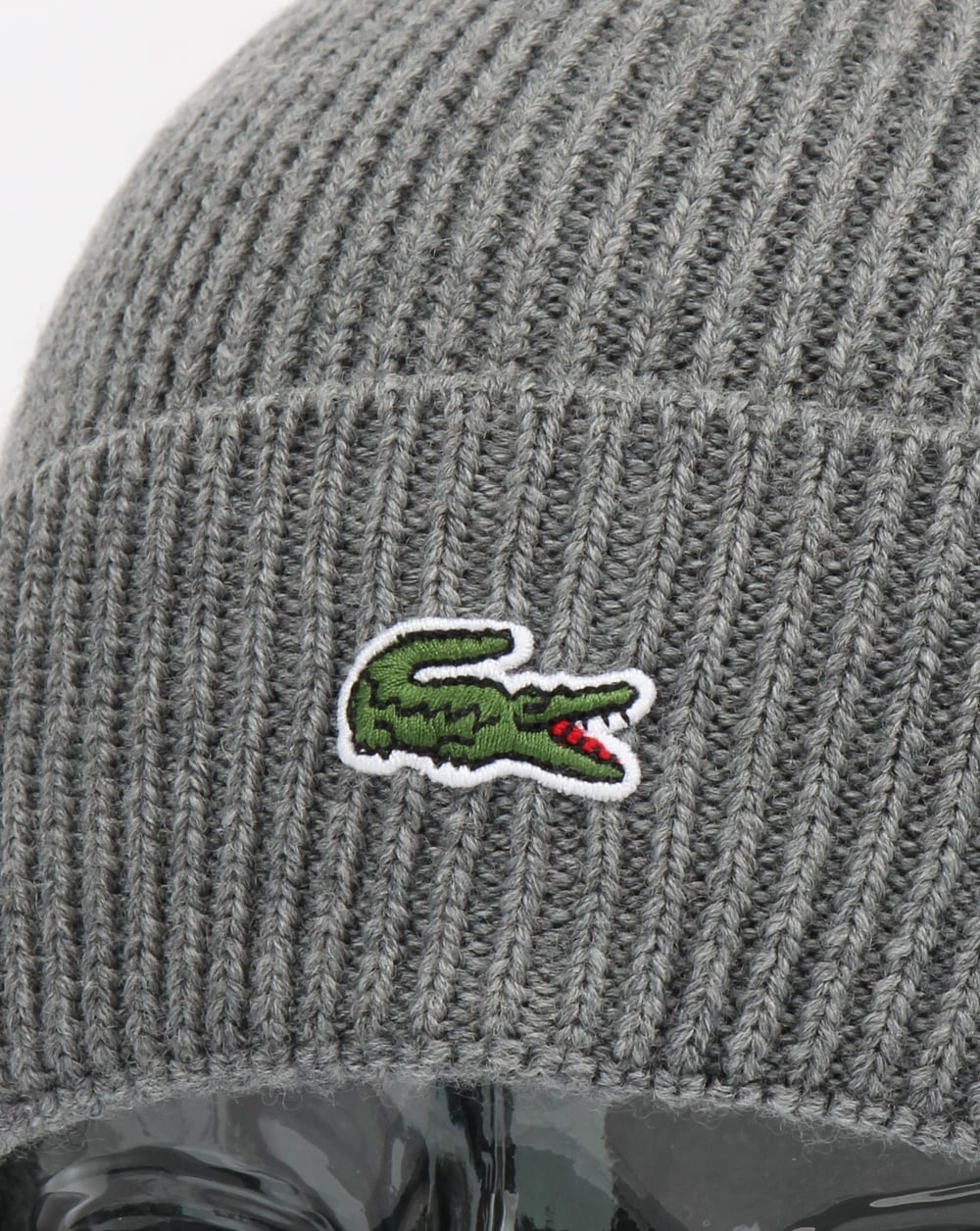 Lacoste – Gerippte Wollmütze mit Umschlag – Galaxite Chine