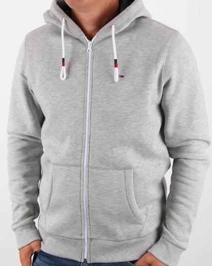 Tommy Hilfiger Baumwollfleece-Kapuzenpullover Hellgrau Heather