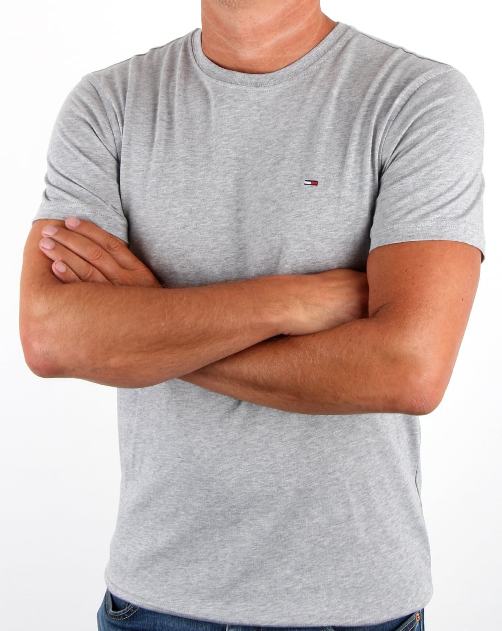 Tommy Jeans T-Shirt mit Rundhalsausschnitt, Hellgrau meliert