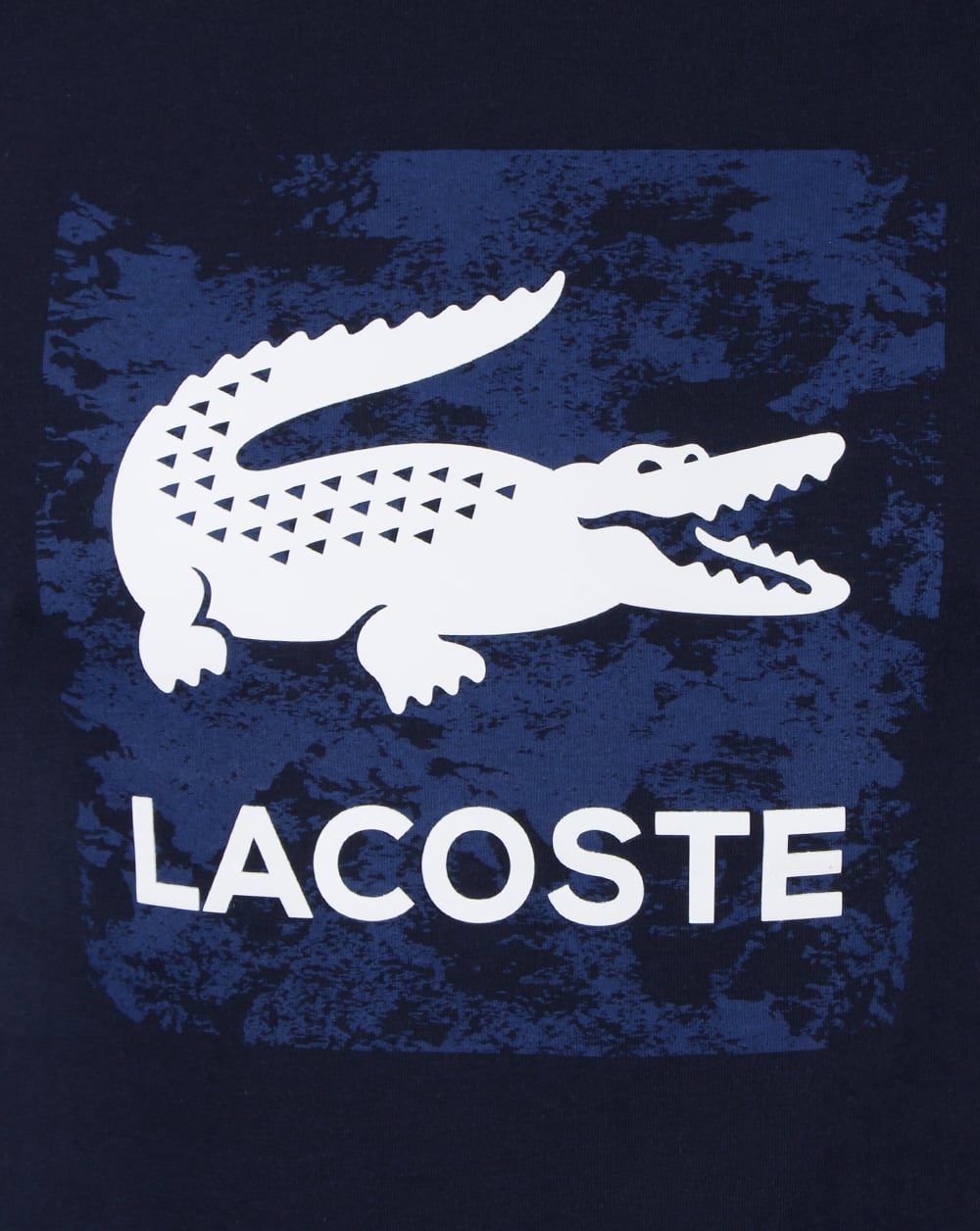 Lacoste – T-Shirt mit Krokodilprägung in Marineblau