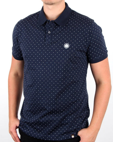 Pretty Green Polka Dot Polo Navy