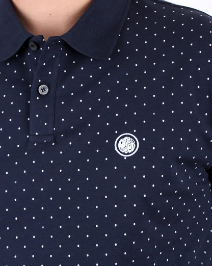 Pretty Green – Poloshirt mit Punktemuster, Marineblau