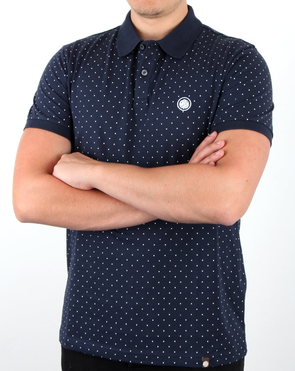 Pretty Green – Poloshirt mit Punktemuster, Marineblau