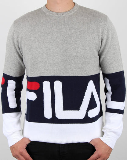 Fila Vintage – Blake – Pullover mit Rundhalsausschnitt, Grau meliert