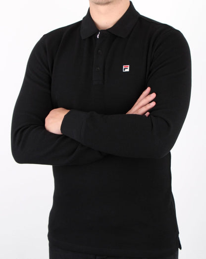 Fila Vintage Langarm-Poloshirt Schwarz