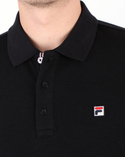 Fila Vintage Langarm-Poloshirt Schwarz